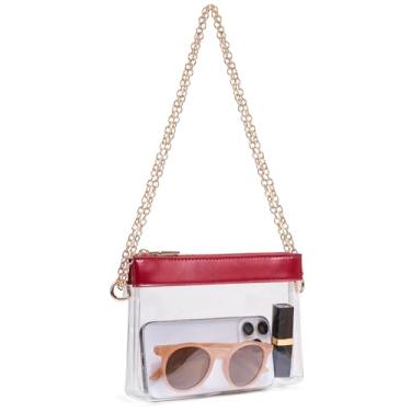 Imagem de Unilily Bolsa transparente para eventos em estádios, bolsa pequena transparente aprovada para estádios para mulheres, bolsa transversal para shows e esportes, Vermelho escuro, Medium, Transversal