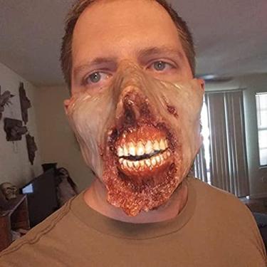Imagem de ASHATA Capa de Boca de Látex Assustadora de Halloween Máscara Facial de Terror para Festa de Máscaras Meia Facial Assustadora para Eventos de Festa de Halloween Látex Natural Não Tóxico Respirável