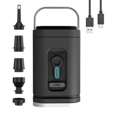 Imagem de Bomba de Ar Sem Fio Compressor Elétrico Portátil com 5 Bicos Luz LED para Inflação e Desinflação Piscina Colchão Cama An