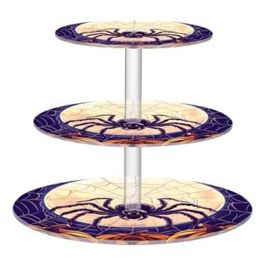 Imagem de CEBUGI Suporte de cupcake de 3 camadas com desenho animado de aranhas suporte de bolo torre bandeja de servir em camadas de acrílico para festa de chá, chá de bebê, casamento e mais