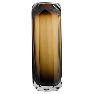 Imagem de YYBOES Vaso de vidro para decoração de vaso de flores, decoração de vaso de vidro de luxo leve e moderno, arranjo de flores de luxo, superfície de corte de diamante, vaso de flores artificiais, casa