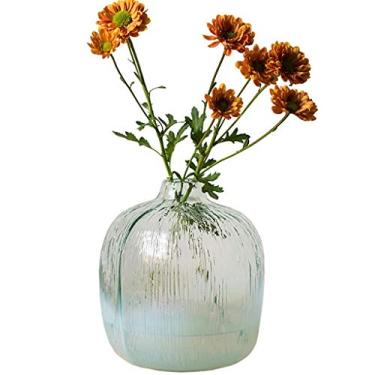 Imagem de YYBOES Vaso de vidro para decoração de vaso de flores, vaso de vidro translúcido feito à mão, decoração de arte, decoração de mesa, arranjo de flores, multifuncional, vaso de flores artificiais