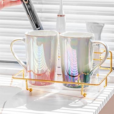 Imagem de Copo para enxaguante bucal para casa copo de escovação conjunto de copos de lavagem de cerâmica rack de escova de dentes