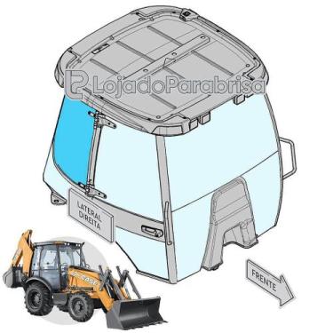 Imagem de Vidro Lateral Traseiro Direito Superior para Retroescavadeira Case 580