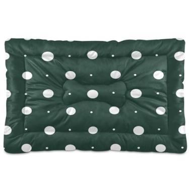Imagem de CEBUGI Cama para cães de 61 x 45 cm, lavável, respirável, tapete para animais de estimação com fundo antiderrapante, almofada branca de bolinhas para cães pequenos e médios