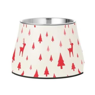 Imagem de Burbuja Tigela de aço inoxidável para ração de animais de estimação Deers Trees para comida e água, antiderrapante para cães médios e gatos, 590 ml