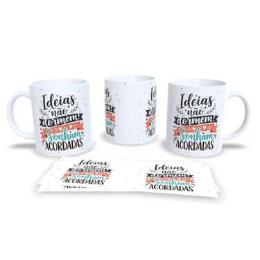 Imagem de Caneca Branca com Frase Colorida Arco-Íris, Minha Mente é Colorida Demais pra Rotina, Cerâmica, Design Motivacional (22814)