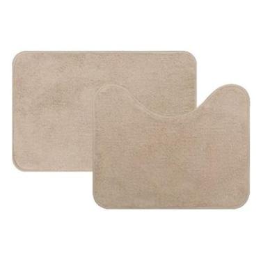 Imagem de Conjunto de Tapetes para Banheiro Bege Escuro – Microfibra Antiderrapante 58x38 e 50x40C