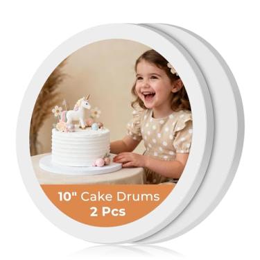 Imagem de Kootek Tábuas de bolo redondas de 25 cm, tambor de bolo de 1/2 polegada de espessura, base de papelão ondulado resistente, base para pastel, branco, pacote com 2