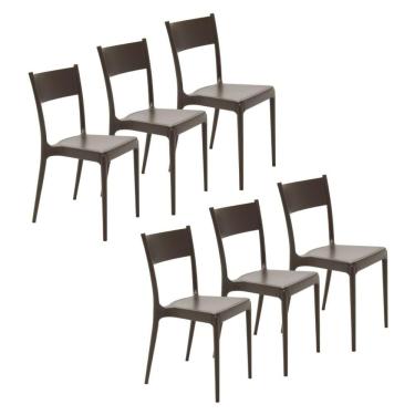 Imagem de Conjunto 6 Cadeiras Diana Em Polipropileno E Fibra De Vidro Marrom Tramontina