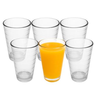 Imagem de Jogo 6 Copo De Vidro 200ml Suco Refrigerante água Lines Rings Fratelli