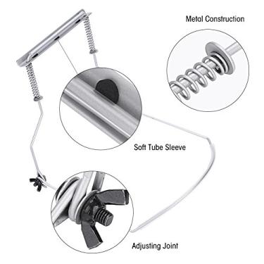 Imagem de Cryfokt Rack de Suporte de Pescoço de Gaita de Metal Durável Ajustável para Gaitas de 10 Furos, Fácil de Usar e Confortável para Músicos, Cor Prateada, Comprimento Máximo de de 4,7"