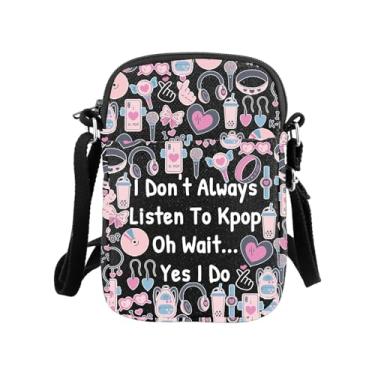 Imagem de MNIGIU Bolsa tiracolo K-pop Music I Don't Always Listen To K-pop Oh Wait Yes I Do Korean-pop Bolsa de mão Cultura Coreana Mercadoria, I Don't Always Listen to K-pop preta, Engraçado