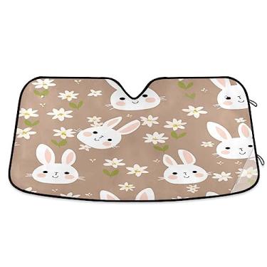 Imagem de Para-brisa de carro de coelho e flores, persiana de janela de carro, para veículos, acessórios de resfriamento de carro