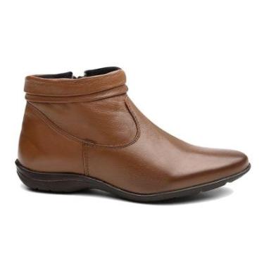 Imagem de Bota Flat Couro Feminina Zíper Moda Minimalista Inverno Resistente Sola Rasteira-Feminino
