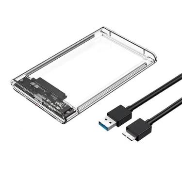 Imagem de Gabinete de disco rígido externo SATA para USB 3.0 de 2,5 polegadas – Capa sem ferramentas para HDD e SSD de 7 mm/9,5 mm, interface USB 3.0, transmissão rápida de dados com cabo