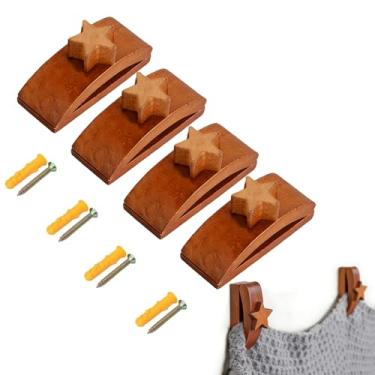 Imagem de Pacote com 4 cabides de colcha para parede para exibição, grampos de cobertor, clipes de parede de madeira para pendurar, cabides de tapeçaria, colchas, tapeçarias, tapetes, arte de fibra e muito mais