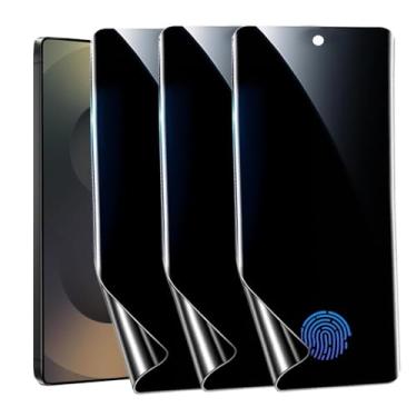 Imagem de nulala [Pacote com 3] Protetor de tela de privacidade para Samsung Galaxy S25 Ultra 5G, suporta desbloqueio de impressão digital, protetor de tela de TPU flexível antiespião para Samsung S25 Ultra de