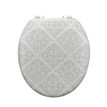 Imagem de Tampa de Privada Vaso Sanitário Almofadada Estampada Universal Fácil de Instalar(Branco Mandala)
