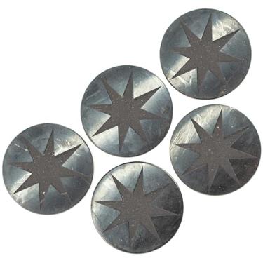 Imagem de Adesivos Shungite para celular - Conjunto de placas de proteção 5 peças - Tamanho pequeno redondo 25 mm ~ 2.5 cm - Estrela de gravação profunda - autêntico tipo Shungite II