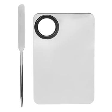 Imagem de Generic Conjunto de Paleta de Espátula de Maquiagem de Cabeça Suave Inclinada Com Paleta Amplamente Utilizada para Mistura de Cores de Base Líquida, Material Confiável Aço Inoxidável 304 para Salão de Beleza