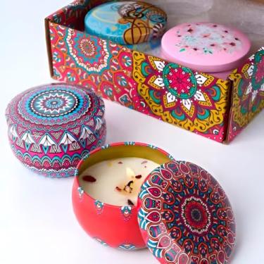Imagem de Vela Perfumada Artesanal em Lata de Aluminio Decorativa, Design Mandala - 40 ml, Queima até 14 hrs - Decoração Presente- Aroma Aconchegante