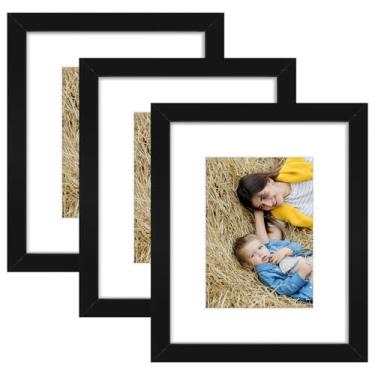 Imagem de Golden State Art, Porta-retrato 20 x 25 cm, pacote com 3 fotos foscas para 13 x 17 cm, com acrílico, conjunto de molduras para galeria, suporte de parede ou mesa (preto, pacote com 3)