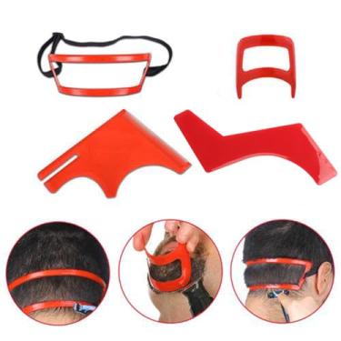 Imagem de Dioche Kit de Corte de Cabelo, Ferramenta Automática de Modelagem de Cabelo e Barba Com Modelo para Modelagem de Decote de Linha Fina, Corte de Pescoço de Cavanhaque (Vermelha)