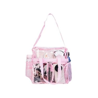 Imagem de ZENPUNK Bolsa transparente transparente aprovada pelo estádio com zíper e alça ajustável, rosa, Medium