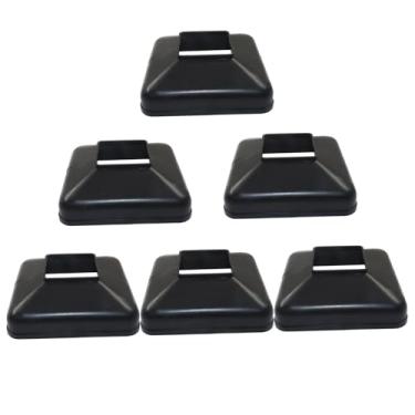 Imagem de Piutouyar Placa de cobertura de base preta para trilhos de 40 mm/1,57 polegadas, base de flange de plástico capa de saia para cerca, corrimão de escada, corrimão, flange de piso (design aberto)