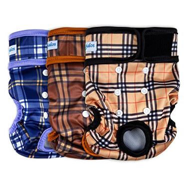 Imagem de Leekalos Fraldas Reutilizáveis Laváveis para Cães Femininas(Pacote com 3)-Fraldas Altamente Absorventes para Cães-Fraldas Ajustáveis para Filhotes de Tamanho para Calcinhas Menstruais para Cães(Grande