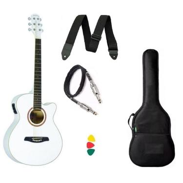 Imagem de Kit Violão Strinberg Aço Elétrico Branco Be30
