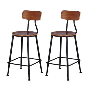Imagem de WYNSJDBB Conjunto de 2 cadeiras de bar, cadeiras de bar, estilo vintage, bancos de bar industriais, pernas de metal, assentos ergonômicos para sala de festas, bistrô, café, café da manhã (65 cm)