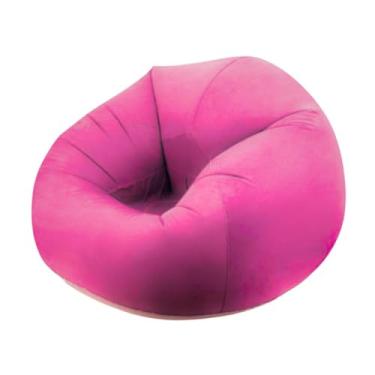 Imagem de Sofá Poltrona Puff Inflável, Deluxe Aveludado, Impermeável, 100kg, Portátil, com Bomba Inclusa, Conforto Premium com Design Moderno (Rosa Pink) (Pink)