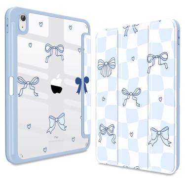 Imagem de Teryeefi Capa protetora para iPad (A16) 11ª geração, versão 2025, para iPad 10ª geração 2022, capa protetora com suporte para lápis, TPU macio + capa traseira rígida de cristal (laços de grade)