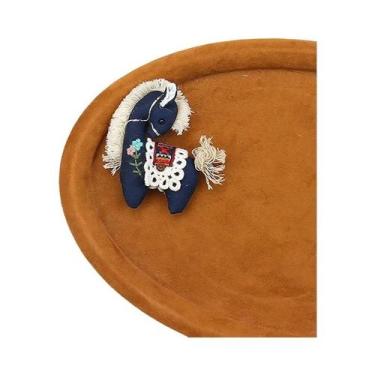 Imagem de Agradável xadrez rosa tecido pônei desenho animado broche bordado rech