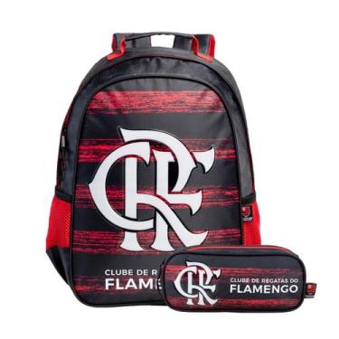Imagem de Kit Mochila Costas Flamengo Clube De Regatas Estojo Infantil Cor:Preto