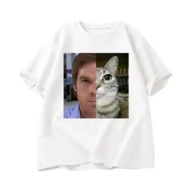 Imagem de Camiseta Unissex Engraçada Com Estampa De Gato Dexter Morgan, Manga Cu