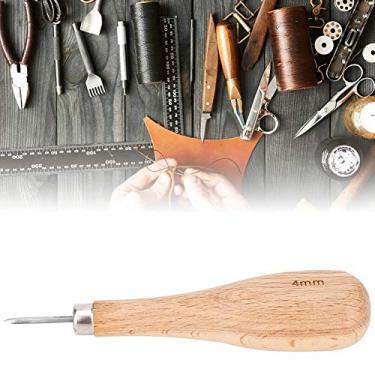 Imagem de Generic Losango Awl Aço Cone Perfuração Ferramenta de Couro Faia Lidar Com Ponto de Diamante Furador para Couro 3mm/4mm/5-6mm/elm 1pc (Faia + aço branco 2)