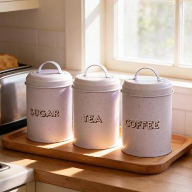 Imagem de Generic Conjunto de 3 Potes de Ferro para Armazenamento de Alimentos, com Vedação, Organizadores para Despensa, Ideal para Servir Chá, Farinha e Outros, Style a