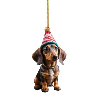 Imagem de 1 peça de Decoração Dachshund Pingentes Cachorro Bonito Árvore Divertido Ornamentos Acrílico Amantes Cães Decorações Festivas para Casa