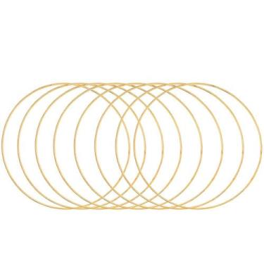 Imagem de YDJIANCAI 1 peça de argola floral de metal dourado - anel de guirlanda decorativo para decoração de casamento, centros de mesa, pendurar na parede, artesanato DIY e decorações de casa (tamanho: 7,08