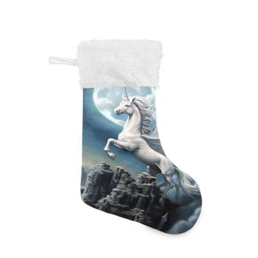 Imagem de ATTX Meias de Natal de cavalo branco, suportes de presente para decorações de festas de fim de ano (17,7 polegadas, 1 pacote) #103