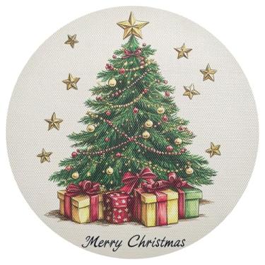 Imagem de xigua Jogo americano redondo para árvore de Natal, conjunto de 1, tapete de mesa redondo antiderrapante resistente ao calor, tapetes de mesa de 48 cm para decoração de cozinha, jantar e festa