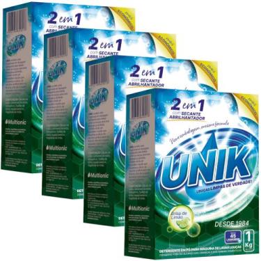 Imagem de 4x Sabão em Pó Para Maquina de Lavar Louça Unik 1kg Detergente c/ Seca