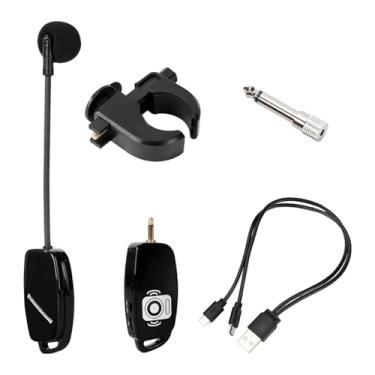 Imagem de KiBcsLic Microfone sem fio para flauta com clipe, microfone profissional com alcance de 50 metros (164 pés), transmissor e receptor para saxofone de