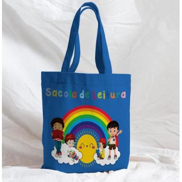 Imagem de Bolsa Artesanal Sacola de Leitura em Tecido Crianças Felizes - Core De