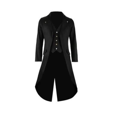 Imagem de Jaqueta masculina preta vintage fraque fantasia legal fantasia cosplay