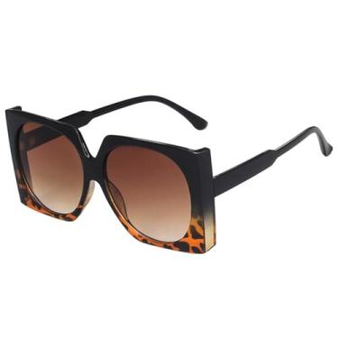 Imagem de Óculos de Sol Oversized com Lentes Gradientes em Cores Doces, Proteção UV400, Ideais para Esportes ao Ar Livre, Corrida e Ciclismo, Cor Preta com Lentes Gradientes em Tons de Chá
