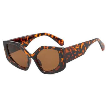 Imagem de Óculos de Sol Feminino Candy Colors com Pernas Largas, Estilo Olho de Gato, Proteção UV400, Ideal para Esportes ao Ar Livre, Corrida e Ciclismo, Estampa de Leopardo Marrom